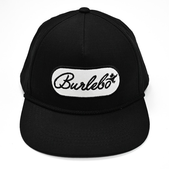 Burlebo Outdoors Snapback Script Logo Patch Hat Cap Black One Size Hunting EUC - Picture 1 of 7